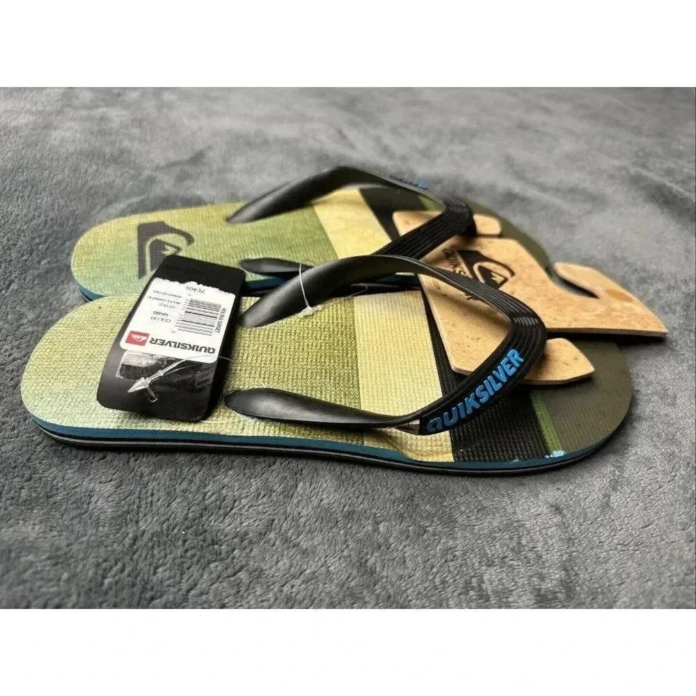 Quiksilver Men’s Molokai Sunset Flip Flop Black Sandals Size 7